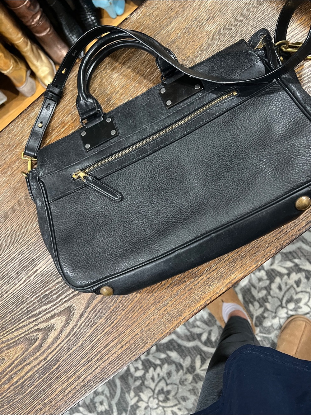 rag & bone Black Leather handbag with Dual Handles - Picture 6 of 7